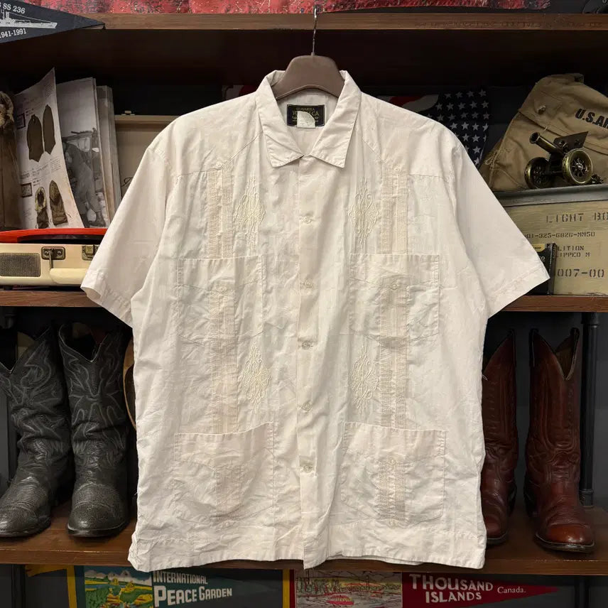 [BUNJANG] 80s Yucateca Guayabera Short Sleeve Shirt XL / 80s Yucateca 오리지널 쿠바 구아야베라 반팔 셔츠 N1967