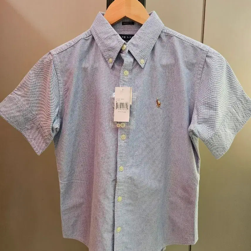 [BUNJANG] Ralph Lauren Women's Skinny Fit Oxford Short Sleeve Shirt Blue Size 6 / 새상품 랄프로렌 여성 스키니핏 옥스포드 반팔 셔츠 블루 6사이즈