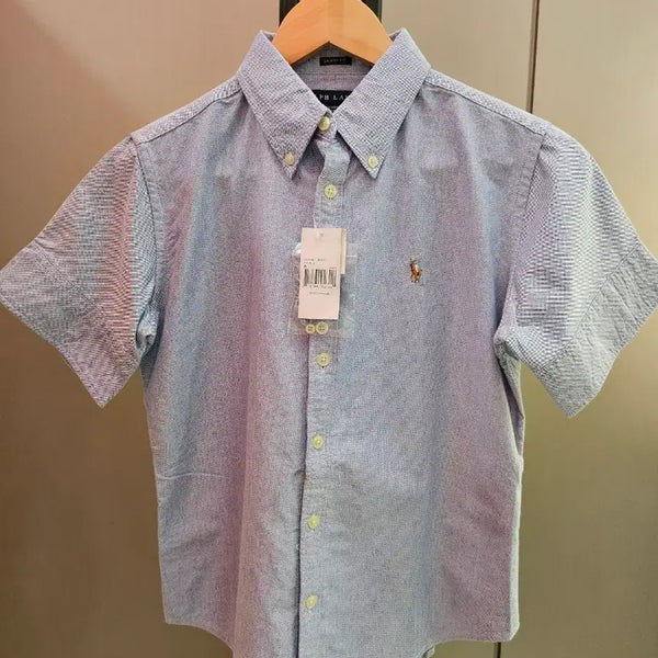 [BUNJANG] Ralph Lauren Women's Skinny Fit Oxford Short Sleeve Shirt Blue Size 6 / 새상품 랄프로렌 여성 스키니핏 옥스포드 반팔 셔츠 블루 6사이즈