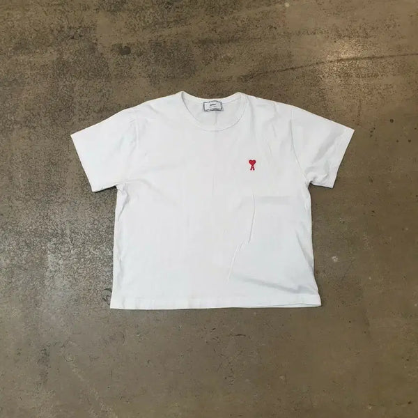 [BUNJANG] AMI Heart Logo Short Sleeve T-Shirt White L / 아미 하트 로고 반팔티 화이트 L