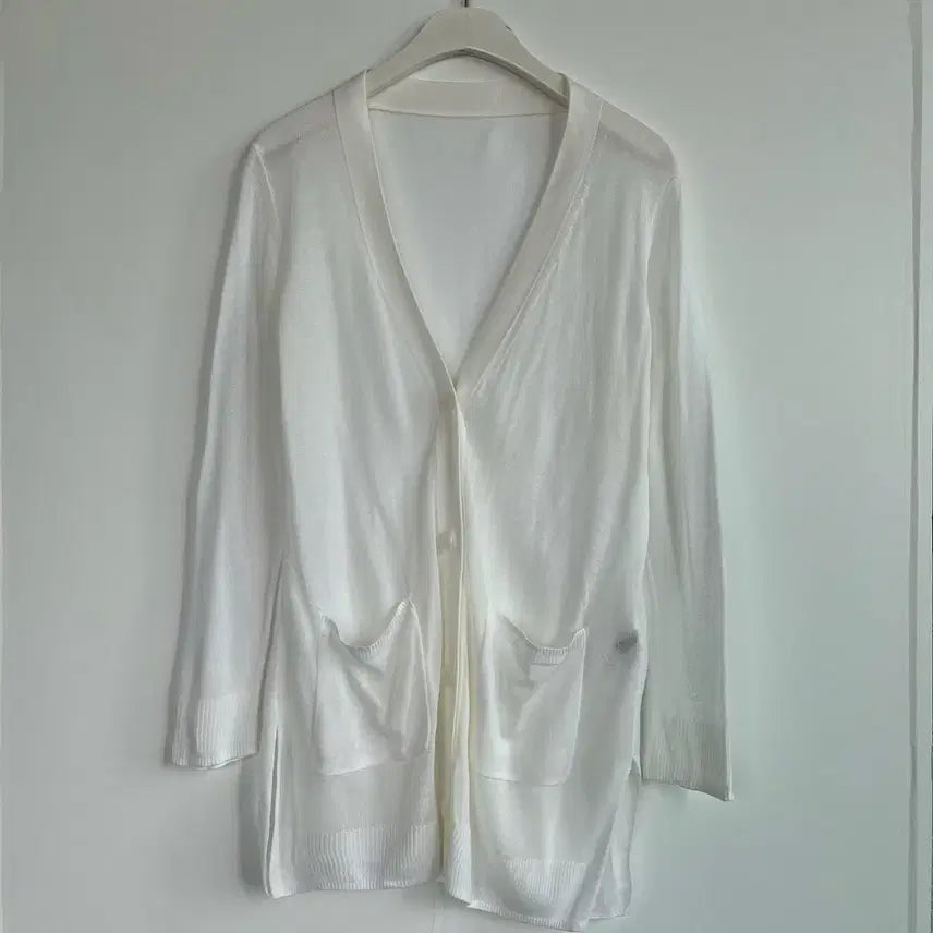 [BUNJANG] Laurel White See-Through Long Cardigan Size 77 / Laurel 화이트 시스루 롱 가디건 77