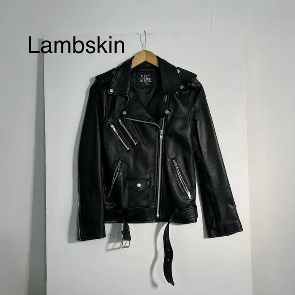 [BUNJANG] Women's Goat Leather Rider Jacket Size 55 / 여성 산양가죽 라이더자켓 55 C652