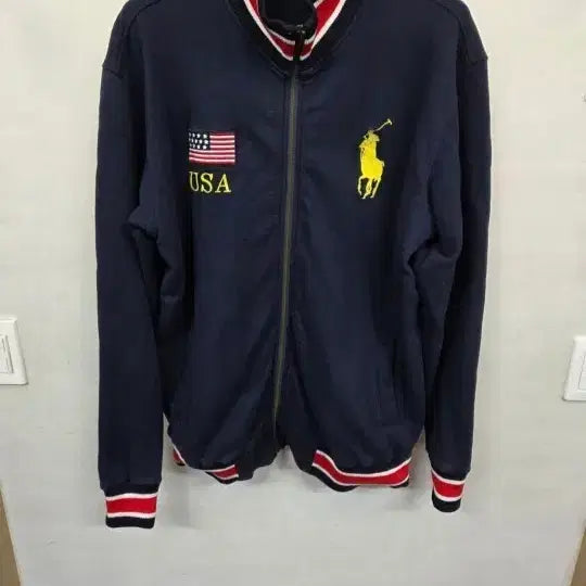 [BUNJANG] Polo Ralph Lauren Big Pony USA Flag Zip-Up Sweatshirt XL / 폴로랄프로렌 빅포니 usa 성조기 스웻 집업자켓 xl