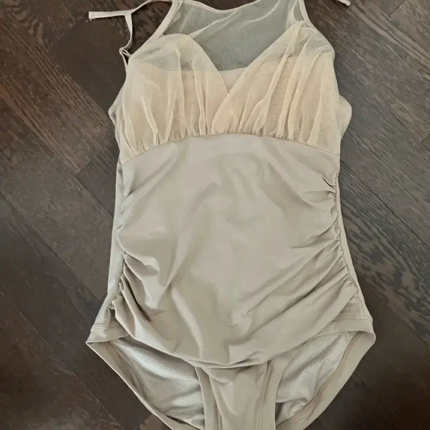 [BUNJANG] Minuet Sheers She Mesh Leotard Dress Beige L / 미뉴엣 폴웨어 베이지 쉬쉬 메쉬 레오타드 원피스 L