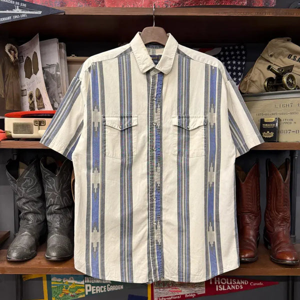 [BUNJANG] Panhandle Slim 90s Aztec Pattern Western Short Sleeve Shirt M / 90s Panhandle slim 아즈텍 패턴 웨스턴 반팔셔츠 N1971
