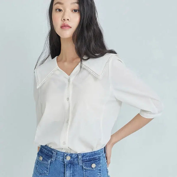 [BUNJANG] NICE CLAP 7/10 Sleeve Sailor Blouse / 나이스크랍 7부 세일러 블라우스 24년