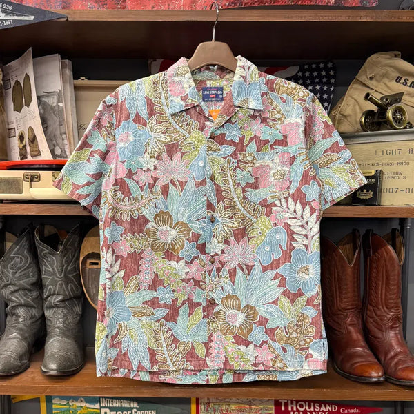 [BUNJANG] Levi's Paisley Floral Hawaiian Short Sleeve Shirt / 리바이스 페이즐리 플라워 패턴 플로랄 하와이안 반팔 셔츠 N1972