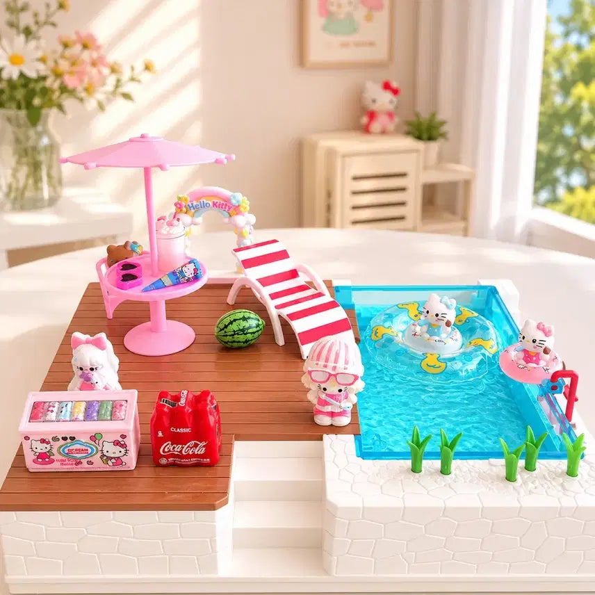 [BUNJANG] Playmobil Hello Kitty Swimming Pool Set with Accessories / 키티 플레이모빌 수영장 세트