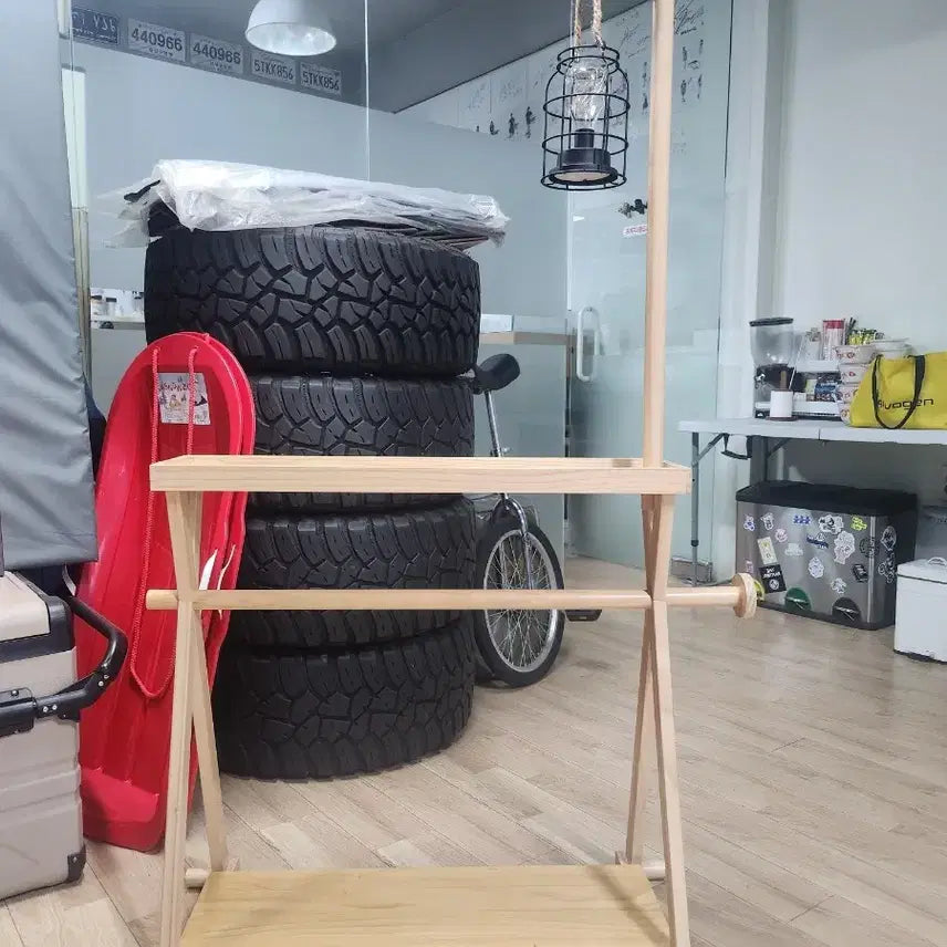 [BUNJANG] Wooden Camping Hanger / 캠핑 우드 행어