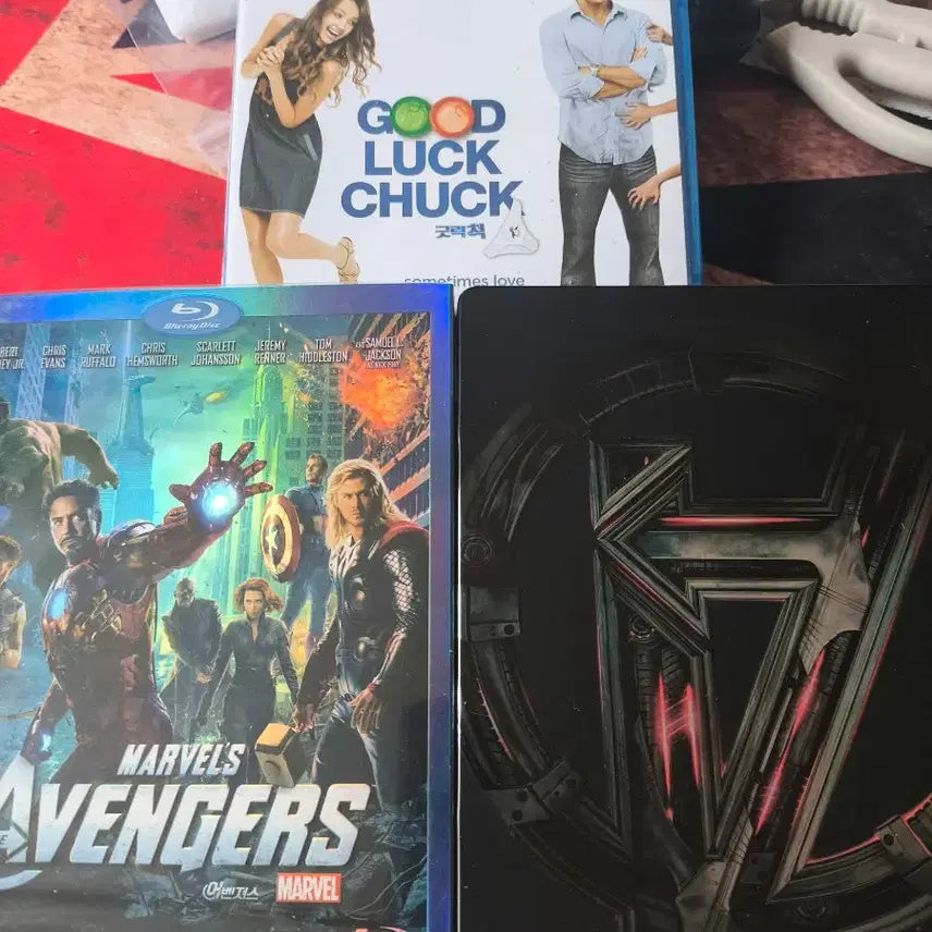 [BUNJANG] Good Luck Chuck & Marvel Avengers 1 & 2 Steelbook Blu-ray Set / 굿 럭 척  / 마블 어벤져스 1&2블루레이 스틸북