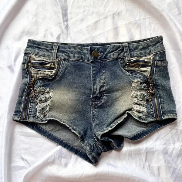[BUNJANG] SHEIN Y2K Punk Gya-ru Cross Detailed Hotpants Shorts / 쉬인 에이블리 y2k 펑크 갸루 십자가 반바지 핫팬츠