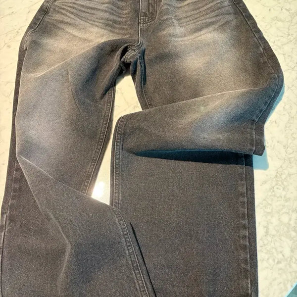 [BUNJANG] Black Denim Wide Fit Jeans / 흑청 데님