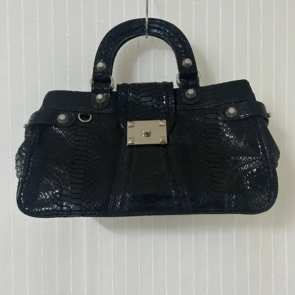 [BUNJANG] Vintage Vampi Pattern Leather Handbag / 빈티지 뱀피패턴 가죽 핸드백