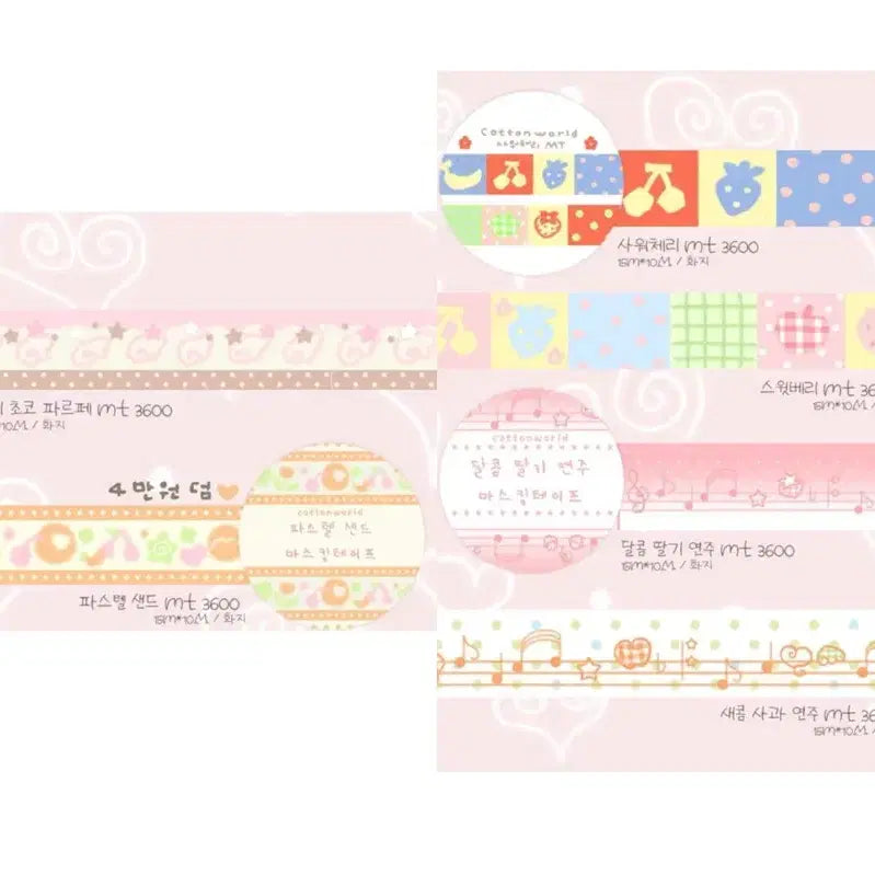 [BUNJANG] Cotton World Fruit Washi Tape Set (6 types) / [6종set]코튼월드 과일 마테