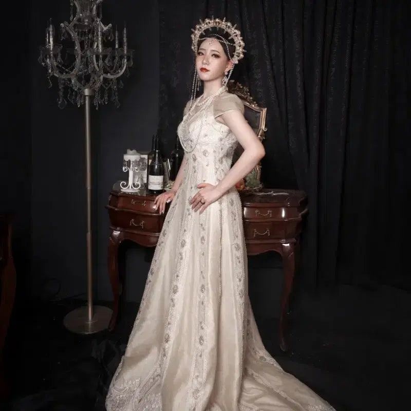 [BUNJANG] Gold Beaded Dress / [판매] 골드 비딩 드레스