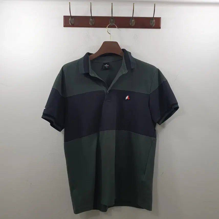 [BUNJANG] Eider Men's XL Color Block Collar Short Sleeve T-Shirt Deep Green / XL 아이더 남성 딥그린 배색 블록 카라 반팔 티셔츠