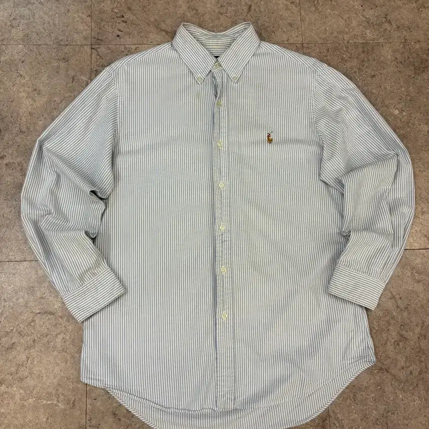 [BUNJANG] Polo Ralph Lauren Blue Striped Long Sleeve Shirt / 폴로 랄프로렌 블루 스트라이프 긴팔 셔츠 #csz691