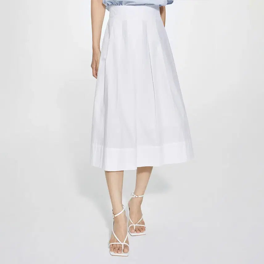 [BUNJANG] MOSSCOTTON Pleated Long Skirt / [미쏘] 코튼 주름 롱스커트 MIWWHD601B