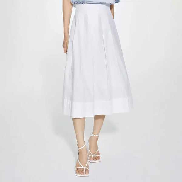 [BUNJANG] MOSSCOTTON Pleated Long Skirt / [미쏘] 코튼 주름 롱스커트 MIWWHD601B
