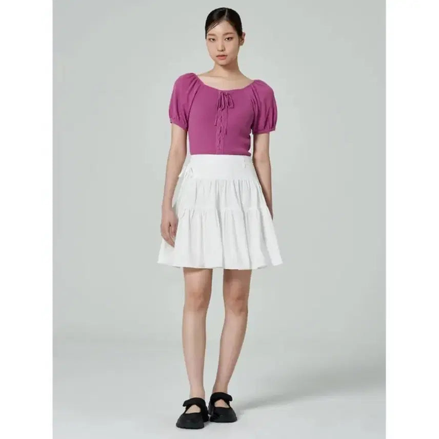 [BUNJANG] 8seconds Flare Mini Skirt White / 에잇세컨즈 플레어 미니 스커트 화이트