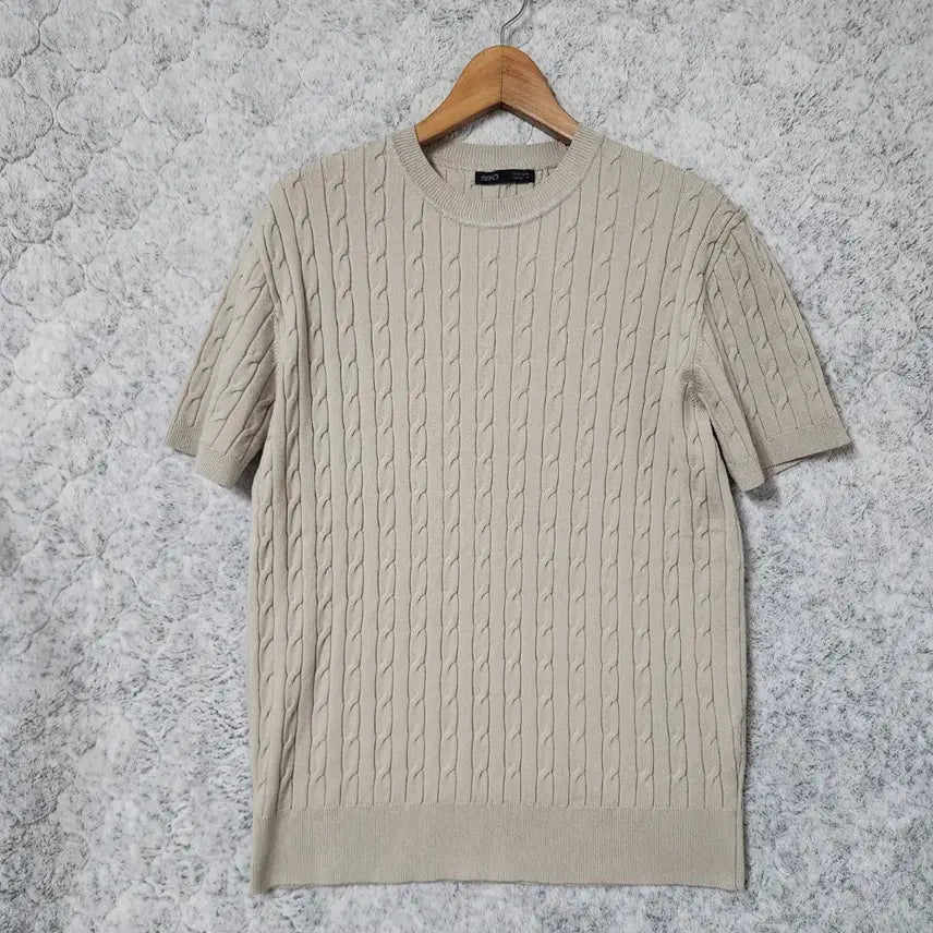 [BUNJANG] SPAO Men's Cable Knit Short Sleeve Sweater M / 131C [M] 스파오 남성 꽈배기 반팔 니트