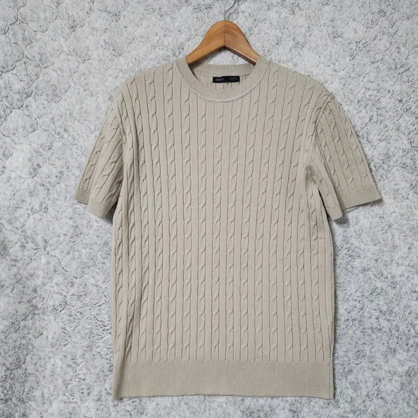 [BUNJANG] SPAO Men's Cable Knit Short Sleeve Sweater M / 131C [M] 스파오 남성 꽈배기 반팔 니트