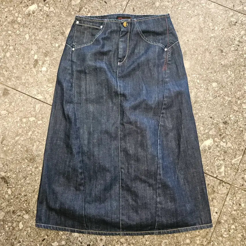 [BUNJANG] Levi's Engineered Jeans Cinched Back Denim Midi Skirt / 리바이스 엔지니어드진 신치백 데님 미디 스커트 급처