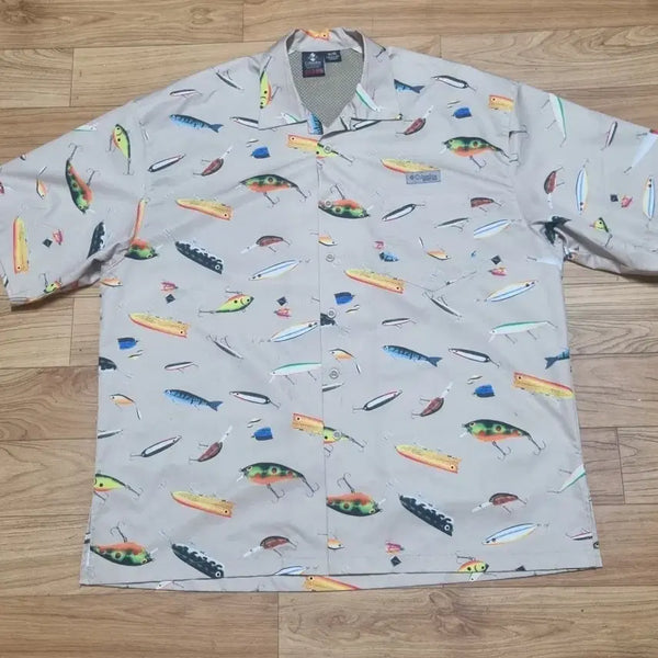 [BUNJANG] Columbia x BEAMS Fishing Pattern Shirt XL / Columbia BEAMS 협업 낚시 패턴 셔츠 XL 칭찬은고래도춤추게