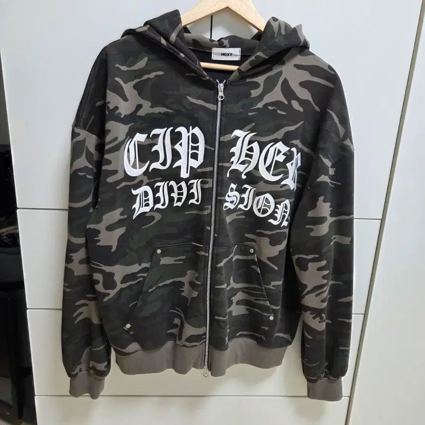 [BUNJANG] Camouflage Military Hoodie Zip-Up (Unisex) / (실착1회) 카모 밀리터리 후드집업 남여공용