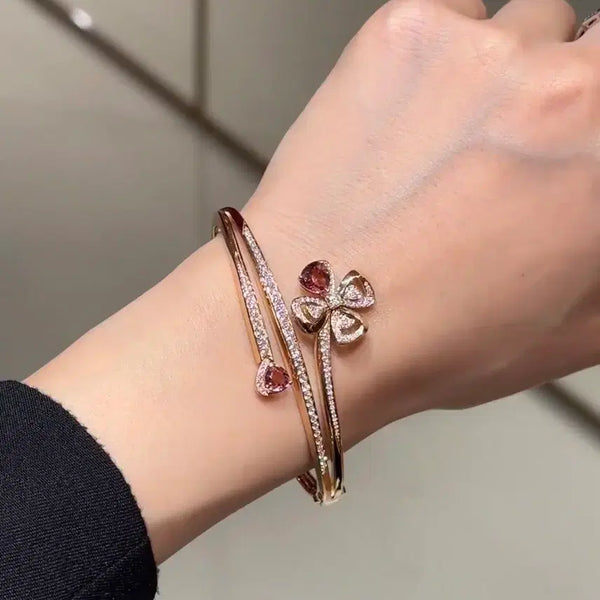 [BUNJANG] Bvlgari Fiorever Rose Gold Water Drop Flower Motif Women's Bracelet M / 불가리 피오레버 물방울 꽃 디자인 로즈골드 여성 팔찌 M
