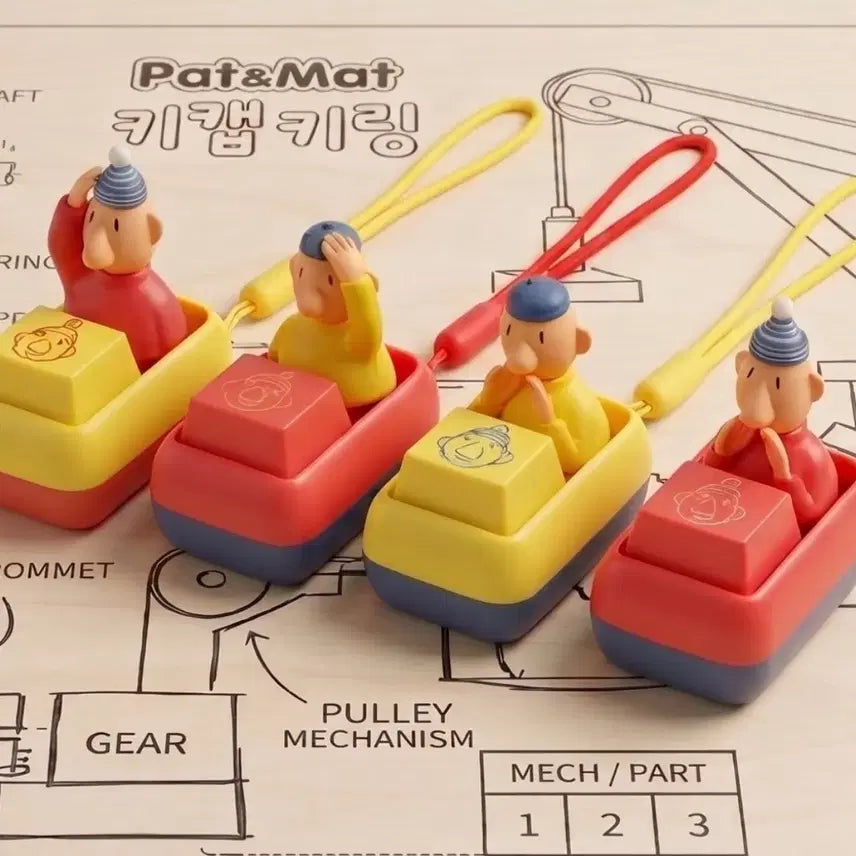 [BUNJANG] Pat & Mat Keycap Keyring / 패트와 매트 키캡 키링