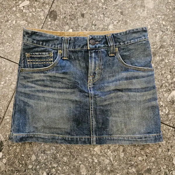 [BUNJANG] Levi's 959 JPN Y2K Cinched Back Denim Mini Skirt / 리바이스959 JPN y2k 신치백 데님 미니 스커트 급처