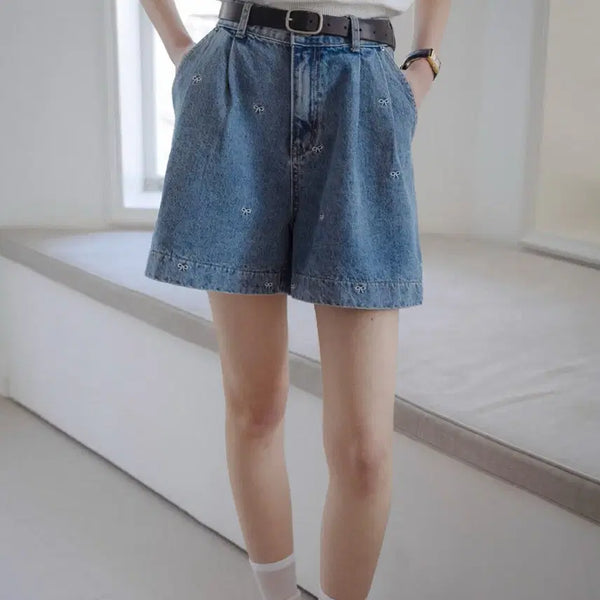 [BUNJANG] Tiladadi Ribbon Denim Shorts / 틸아이다이 리본 데님 반바지