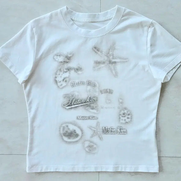 [BUNJANG] Matin Kim Under The Sea Graphic Short Sleeve T-shirt White / [정품/F] 마뗑킴 언더 더 씨 그래픽 반팔 티셔츠 화이트