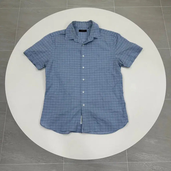 [BUNJANG] Hazzys Men's Check Slim Fit Short Sleeve Shirt XL / 헤지스 반팔 셔츠 체크 슬림핏 105 XL