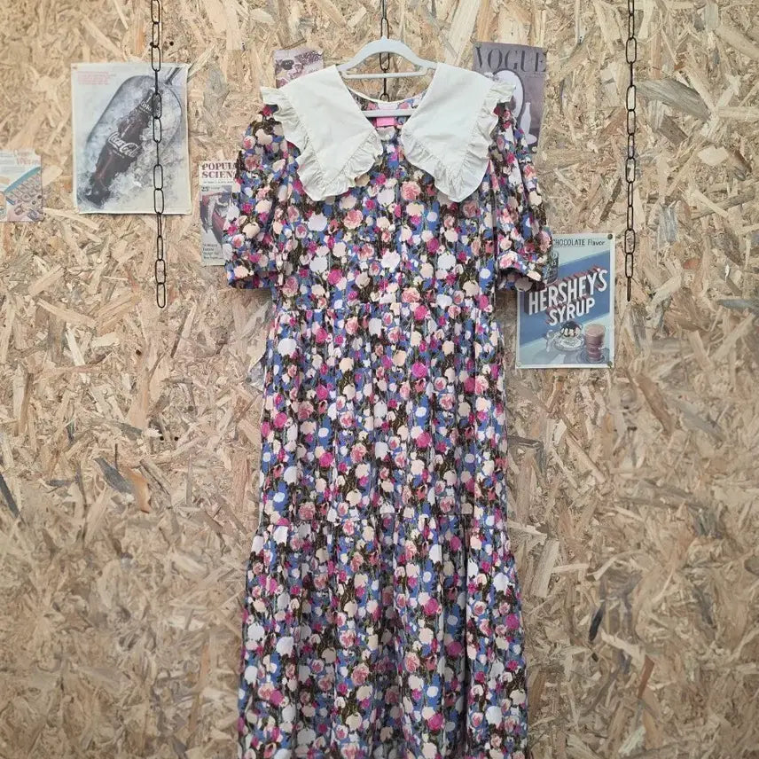 [BUNJANG] EVO Flower Pattern Frill Collar Dress / evo 에보 플라워 패턴 프릴 카라 원피스 F