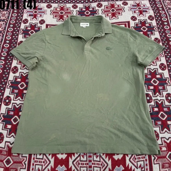 [BUNJANG] Lacoste Khaki Short Sleeve Polo Shirt / 라코스테 카키 반팔 카라티
