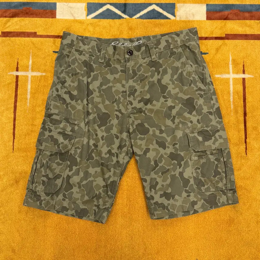 [BUNJANG] Eddie Bauer Camo Utility Cargo Half Pants Shorts / 에디바우어 카모 패턴 유틸리티 카고 하프 팬츠 쇼츠 반바지 N1977