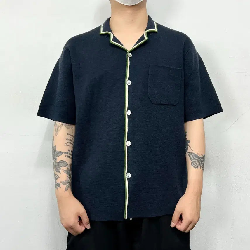 [BUNJANG] Stussy Stripe Edge Knit Short Sleeve Shirt M / 스투시 스트라이프 엣지 니트 반팔 셔츠