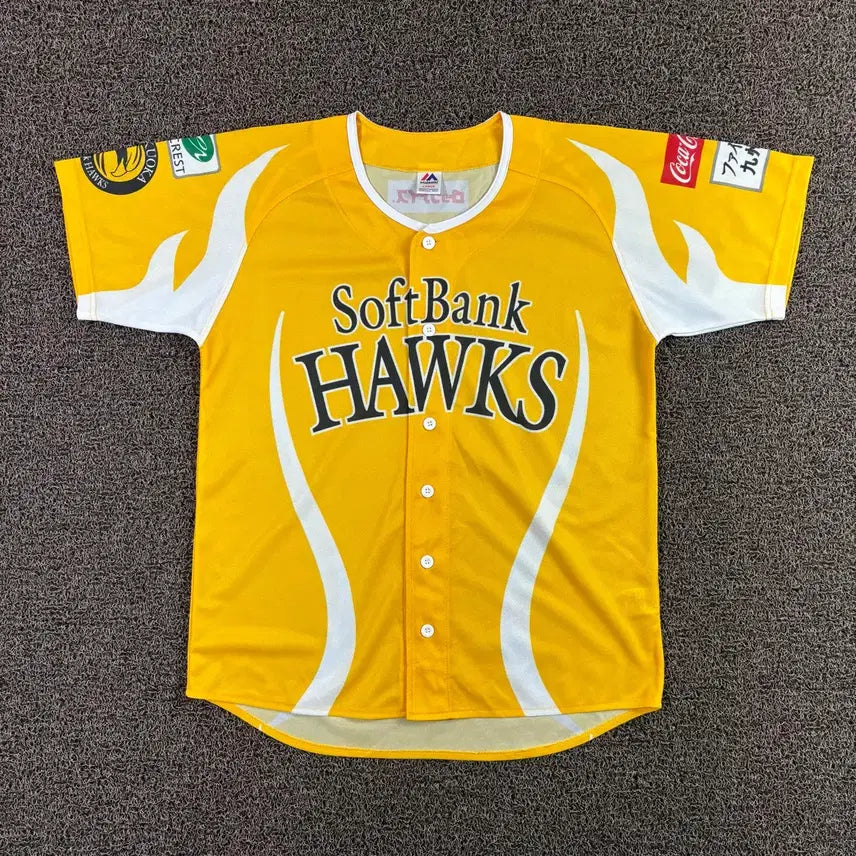 [BUNJANG] Majestic SoftBank Hawks Yellow Baseball Jersey L / 마제스틱 소프트뱅크 호크스 옐로우 야구 져지