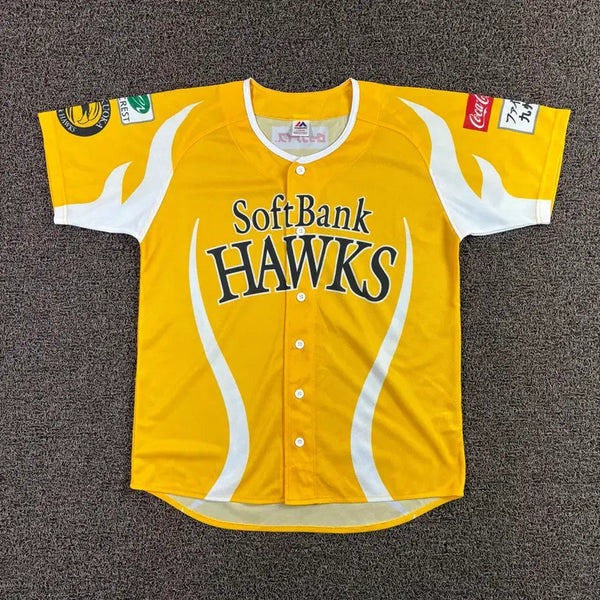 [BUNJANG] Majestic SoftBank Hawks Yellow Baseball Jersey L / 마제스틱 소프트뱅크 호크스 옐로우 야구 져지