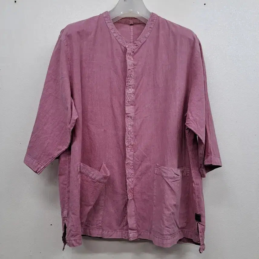 [BUNJANG] Purple Cotton Shirt with Unique Button Detail / 우리옷 먋은면 상의/대/