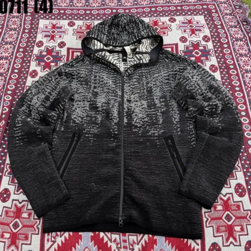 [BUNJANG] Adidas Melange Grey Black Hooded Zip-Up Jacket / 아디다스 후드 집업 멜란지 그레이 블랙