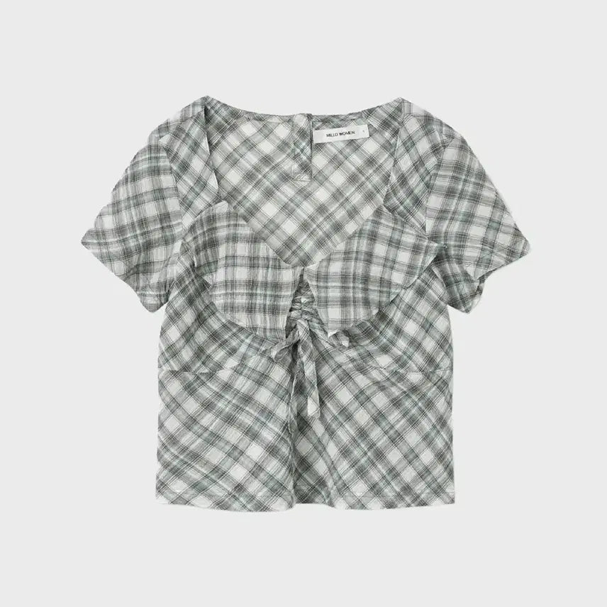 [BUNJANG] Milowoman Butter Shirring Blouse Green / 밀로우먼 버터 셔링 블라우스 그린