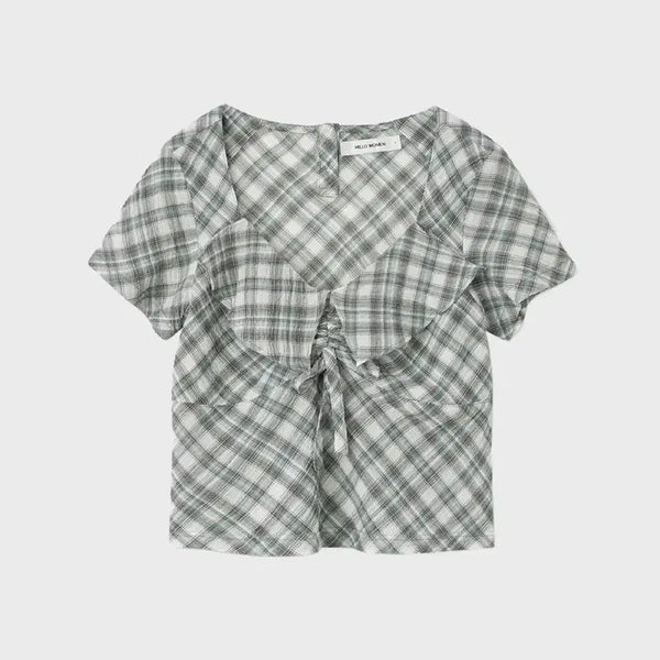 [BUNJANG] Milowoman Butter Shirring Blouse Green / 밀로우먼 버터 셔링 블라우스 그린