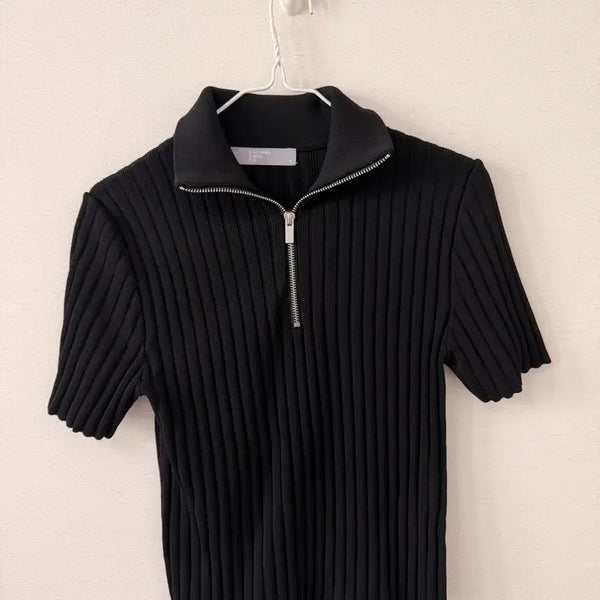 [BUNJANG] 8seconds Ribbed Knit Top Black S / 에잇세컨즈 골지니트 S