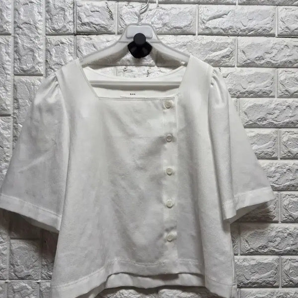 [BUNJANG] Jepyeong BARI Short Sleeve Square Neck Blouse White / 제평 BARI 반팔 스퀘어넥 블라우스
