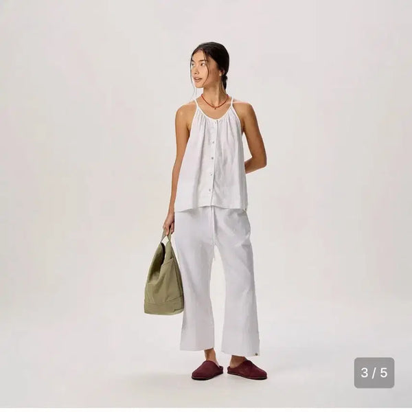 [BUNJANG] BudiMudra Linen Cropped Pants White / 부디무드라 린넨 크롭 팬츠 (화이트)