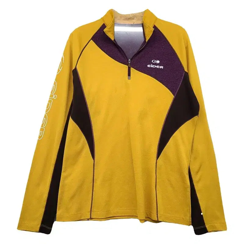 [BUNJANG] Eider Yellow Functional Half-Zip Long Sleeve T-Shirt L / 아이더 옐로우 등산 기능성 반집업 긴팔티 L