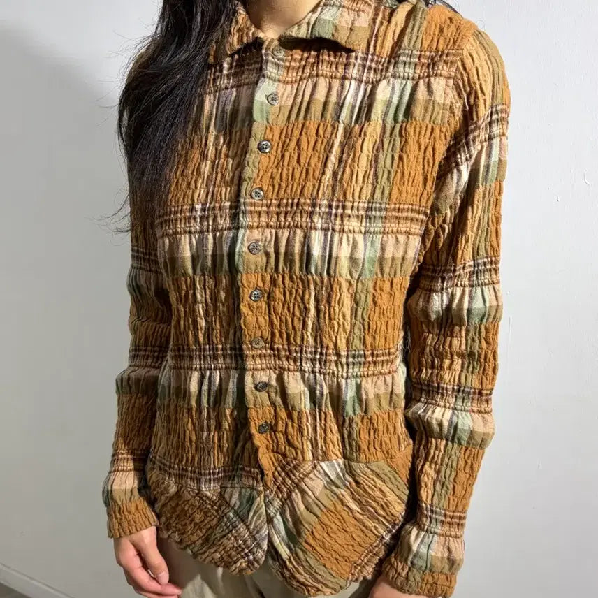 [BUNJANG] Hai Sporting Gear Pleated Shirring Long Sleeve Shirt / Hai Sporting Gear 이세이 미야케 주름 셔링 긴팔 셔츠